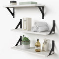 Forbena White Floating Shelves for Wall Decor Set of 3, 17 x 6 Inches Bathroom Shelf Over Toilet, Small Modern Mounted Shelves f