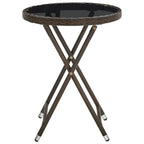vidaXL Tea Table Garden Outdoor Home Indoor Balcony with UV Protection Coffee Tea Table Furniture Brown Poly Rattan and Tempered Glass