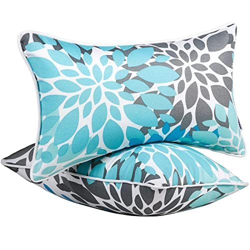 Xxpilos Outdoor Lumbar Pillows - Decorative Pillows With Insert Included Set Of 2 Outdoor Pillows For Patio Furniture 12X20 Inch