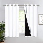 Nicetown 100% Blackout Curtain 54 Inches Long, Double-Deck Completely Blackout Window Treatment Thermal Insulated Lined Drape Fo