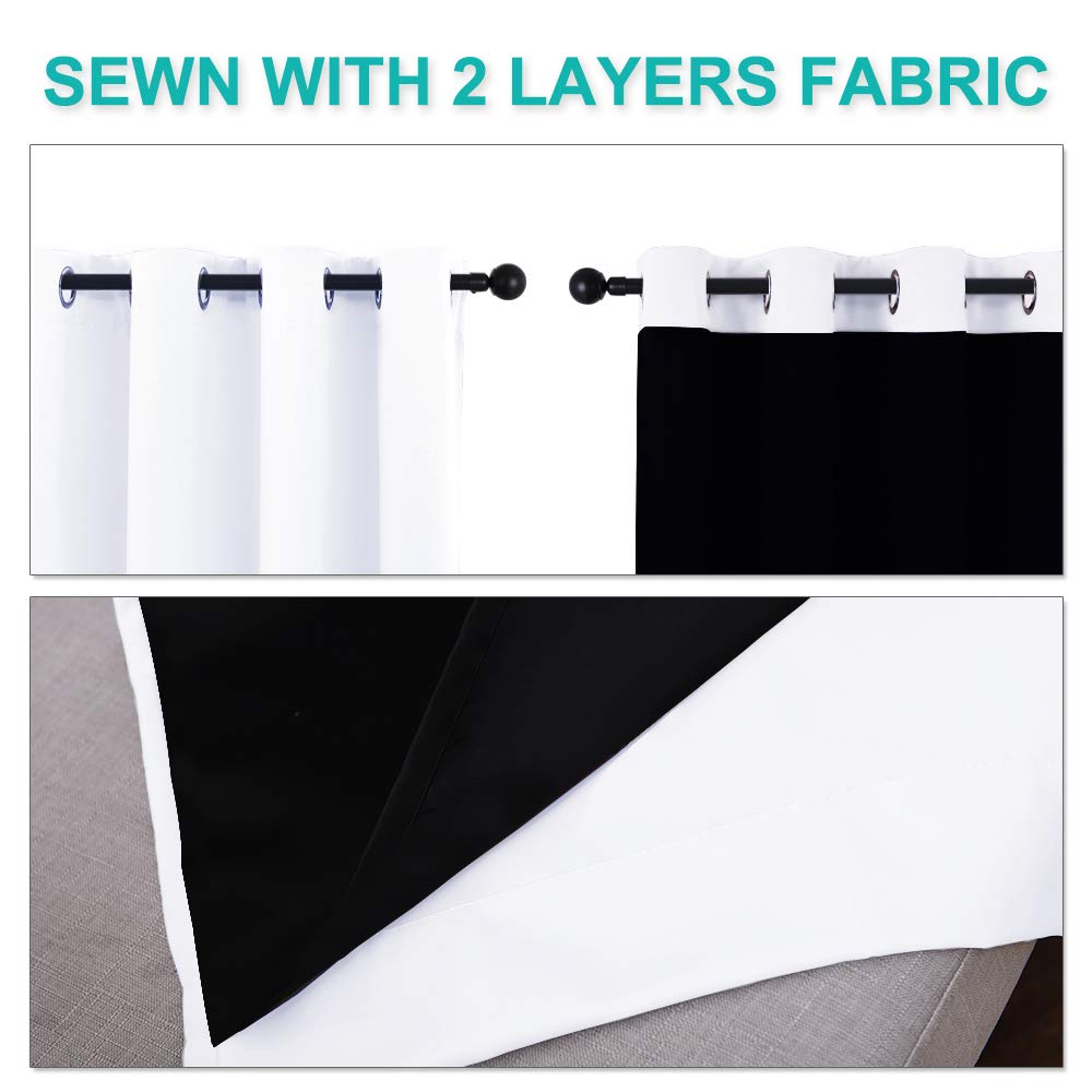 Nicetown 100% Blackout Window Curtain Panels, Cold And Full Light Blocking Drapes With Black Liner For Nursery, 86 Inches Drop T