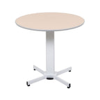 Luxor Lx-Pnadj-Round - Pneumatic Adjustable Round Pedestal Table., White, Medium