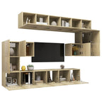 vidaXL TV Cabinet Set 10 Piece Home Indoor Living Room Hanging Wall-Mounted Stereo Plasma HiFi Cabinet TV Unit Furniture Sonoma Oak Engineered Wood