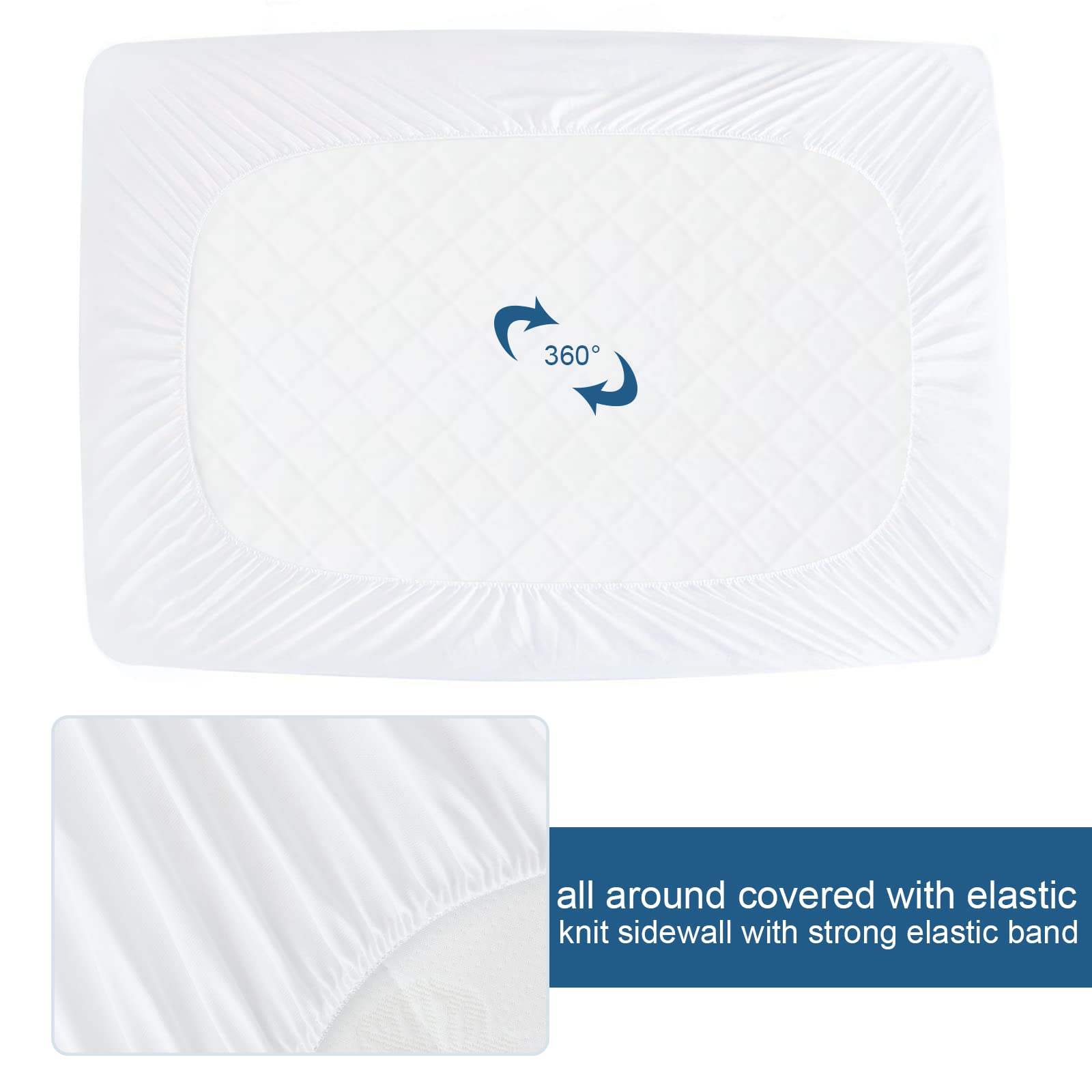 2 Pack Queen Mattress Protector Waterproof Mattress Topper Pad Cover Fitted Sheets Up -18' Premium Terry Absorbent & Skin Frien