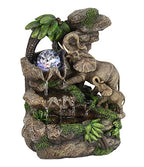 Ok Lighting 11.00" H Elephant Table Fountain, Brown, Green