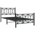 vidaXL Metal Bed Frame with Headboard/Footboard - Black, Single Bed, 81.5"x41.3"x35.4", Steel Slats & Legs, Under-Bed Storage