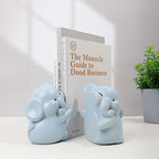 Cute Hug Elephants Decorative Bookends, Unique Book Ends To Hold Books Creative Resin Book Holder Stopper For Home Office Desk B