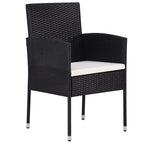 vidaXL 7-Piece Patio Dining Set - Black PE Rattan Chairs, Cream Cushions, Glass Tabletop, Outdoor/Indoor Use for Garden, Terrace, and Balcony