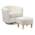 Best Quality Furniture 360° Swivel Accent Chair And Ottoman Set, White
