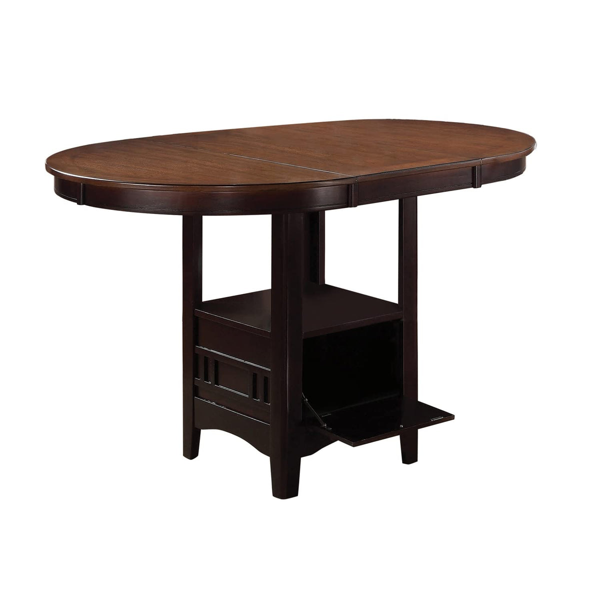 Benjara Benzara Dualtone Counter Height Dining Table With Storage Base, Brown