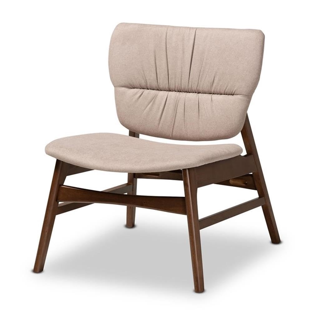 Baxton Studio Benito Midcentury Modern Transitional Beige Fabric Upholstered And Walnut Brown Finished Wood Accent Chair