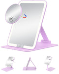 Gospire Travel Makeup Mirror with Lights and Magnification 10X, Portable Make Up Compact Tabletop Mirror with Adjustable Stand, 