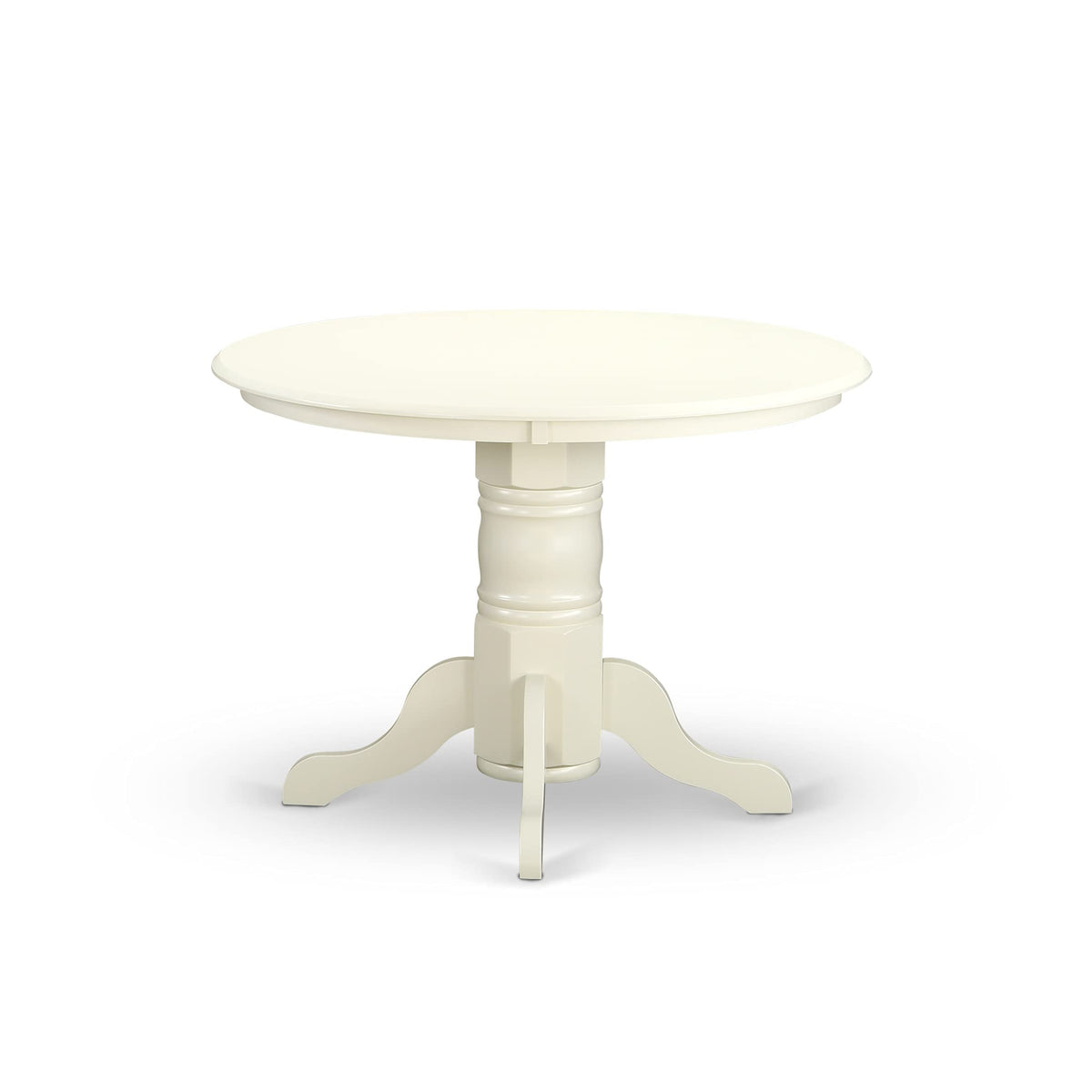 East West Furniture SHLG5-LWH-W 5 Piece Dining Room Table Set Includes a Round Wooden Table with Pedestal and 4 Kitchen Dining Chairs, 42x42 Inch, Linen White