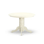 East West Furniture SHLG3-LWH-W 3 Piece Modern Dining Table Set Contains a Round Kitchen Table with Pedestal and 2 Dining Chairs, 42x42 Inch, Linen White