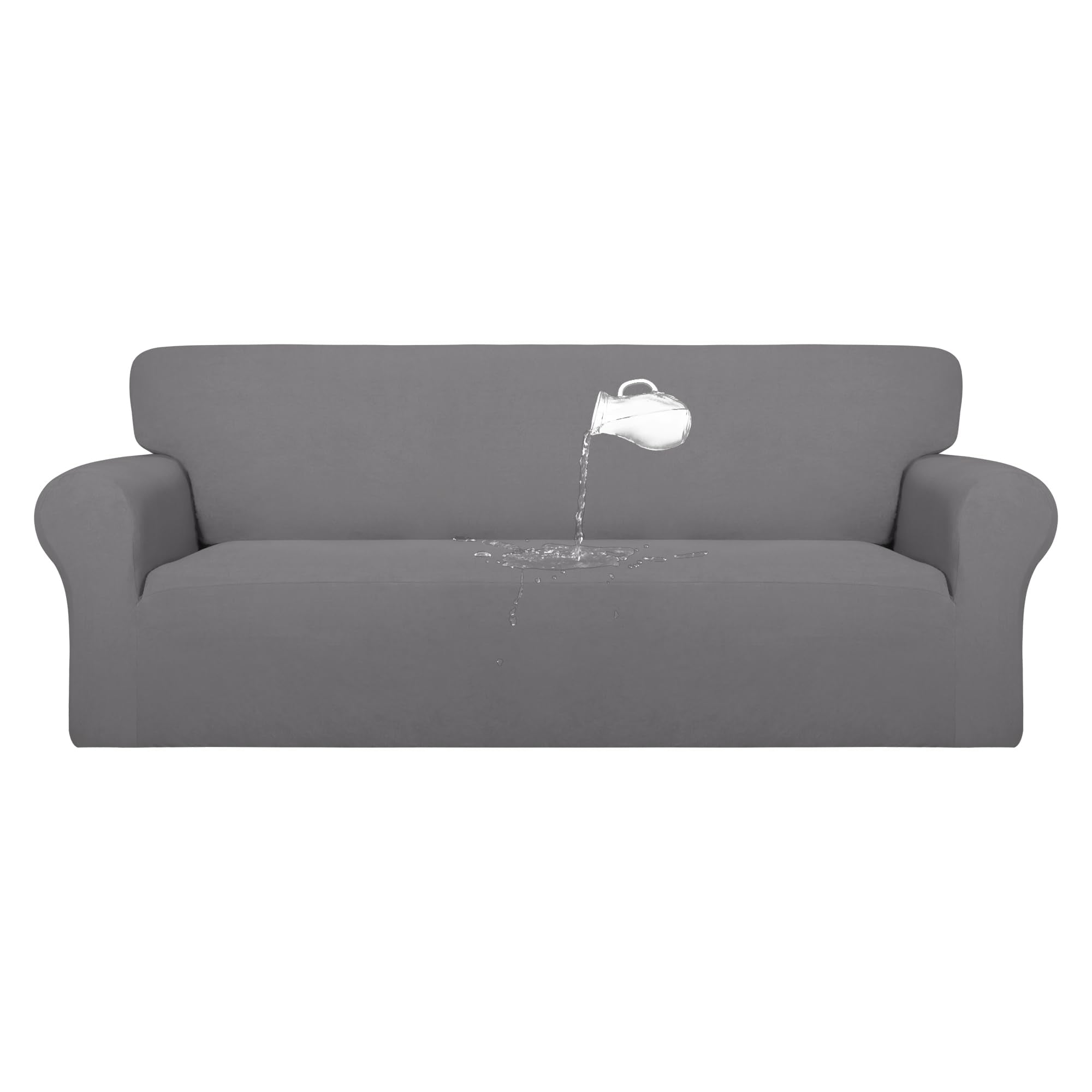 Purefit 100% Dual Waterproof Couch Cover Slipcovers For Couches And Sofas - Stretch Non Slip Fleece Sofa Covers Washable, Leakproof Furniture Protector For Kids, Pets, Dog (Sofa, Light Gray)