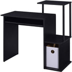 Acme Lyphre Wooden Rectangle Top Computer Desk with Keyboard Tray in Black