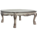 Acme Dresden Round Wooden Coffee Table in Vintage Bone White