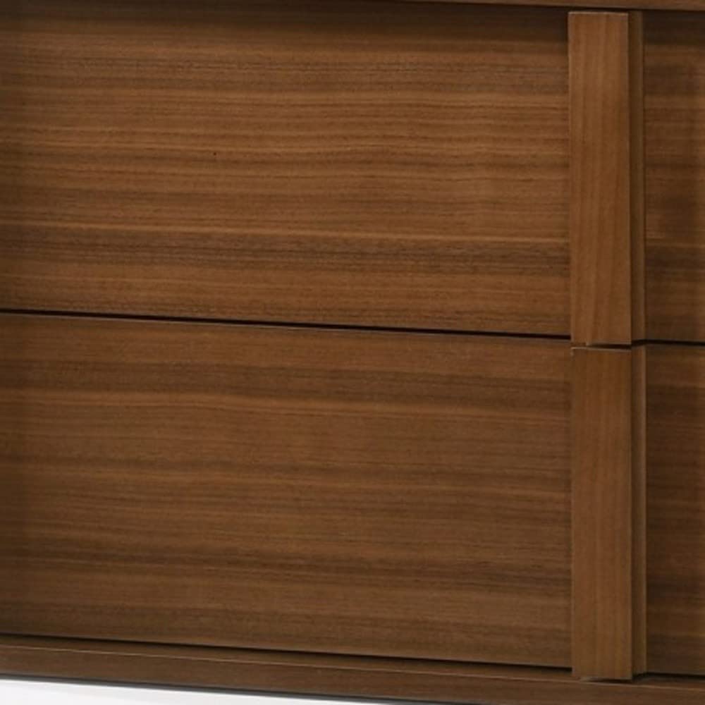 HomeRoots Veneer, Solid Wood Modern Walnut Nightstand with Two Integrated Drawers