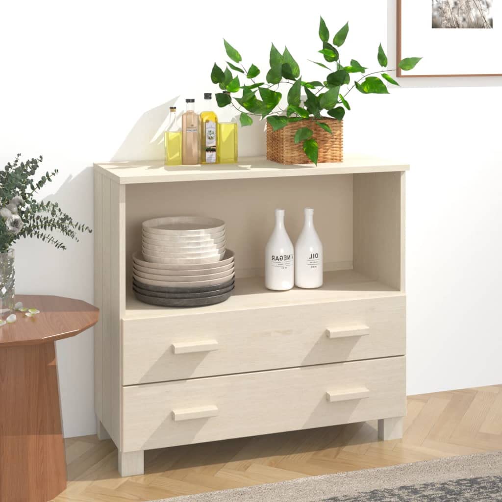 SKM Sideboard Honey Brown 33.5"x13.8"x31.5" Solid Wood Pine-04961026
