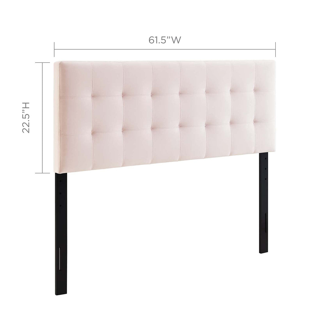 Modway Lily Queen Biscuit Tufted Performance Velvet Headboard, Pink