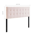 Modway Lily Queen Biscuit Tufted Performance Velvet Headboard, Pink