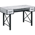 Acme Settea Wooden Top Computer Desk in Antique White and Black