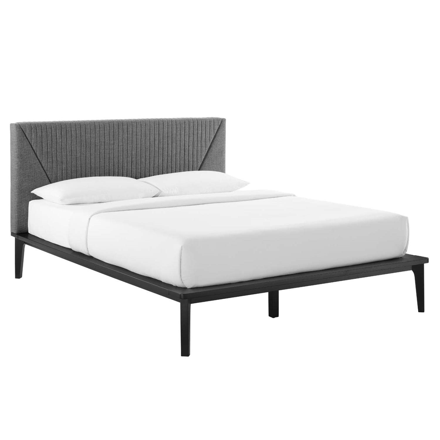 Modway Dakota Upholstered Polyester Fabric Queen Platform Bed in Black/Gray