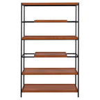 Acme Oaken 5 Wooden Shelves Rectangular Bookshelf In Honey Oak And Black