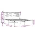 vidaXL White Steel Bed Frame - Robust Metal Slat Design with Headboard and Extra Storage Space - 59.1"x78.7" Mattress Compatible