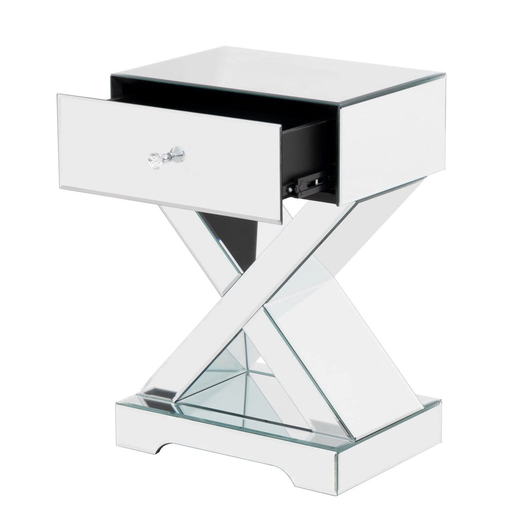 Better Home Products Mirrored Modern Side Table