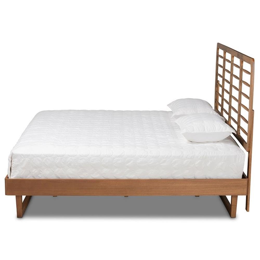 Baxton Studio Lucie Modern and Contemporary Walnut Brown Finished Wood King Size Platform Bed
