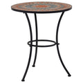 vidaXL Mosaic Bistro Table  23.6 Ceramic Top Table  Durable PowderCoated Iron Frame  Gray and Orange  Ideal for Balcony, G