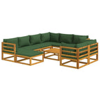 vidaXL 10 Piece Patio Lounge Set with Green Cushions Solid Wood