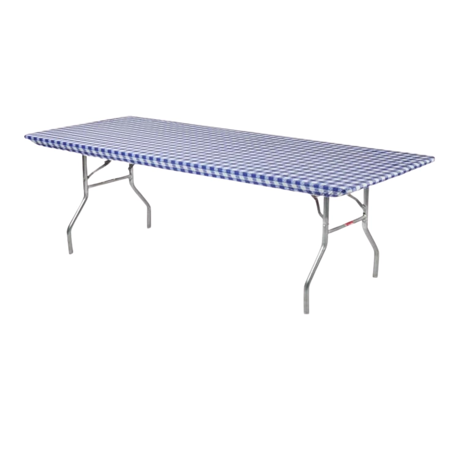 Kwik-Covers 8' Rectangle Plastic Table Covers 30' X 96', Bundle Of 5 (Blue Gingham)