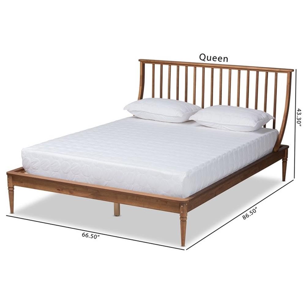 Baxton Studio ABEL Classic and Traditional Transitional Walnut Brown Finished Wood Full Size Platform Bed