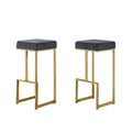 Best Master Furniture Dorrington Velvet Backless Bar Stool In Gray/Gold (Set Of 2)