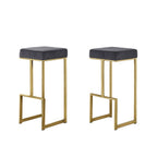 Best Master Furniture Dorrington Velvet Backless Bar Stool In Gray/Gold (Set Of 2)