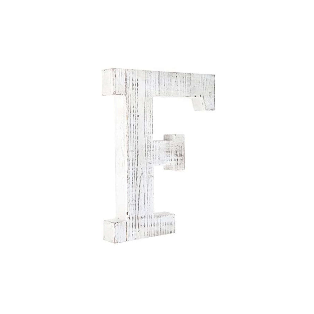 HomeRoots 16' Distressed White Wash Wooden Initial Letter F Sculpture