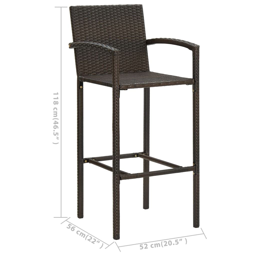 vidaXL Patio Bar Set 3 Piece Garden Outdoor Terrace Wooden Pub Bistro Table and Chair Seating Seat Sitting Chair Stool Furniture Black