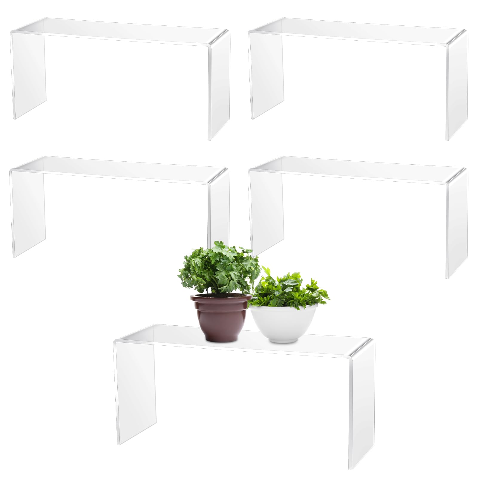 Soaoo 4 Pcs Large Clear Acrylic Riser for Display Acrylic Shelf Riser Jewelry Display Stand Retail Desktop Display Stand for Cup