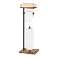 Toilet Paper Holder Stand FreeStanding Tissue Paper Roll Holder with Shelf Farmhouse Toilet Paper Dispenser for Bathroom Toilet 
