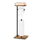 Toilet Paper Holder Stand FreeStanding Tissue Paper Roll Holder with Shelf Farmhouse Toilet Paper Dispenser for Bathroom Toilet 