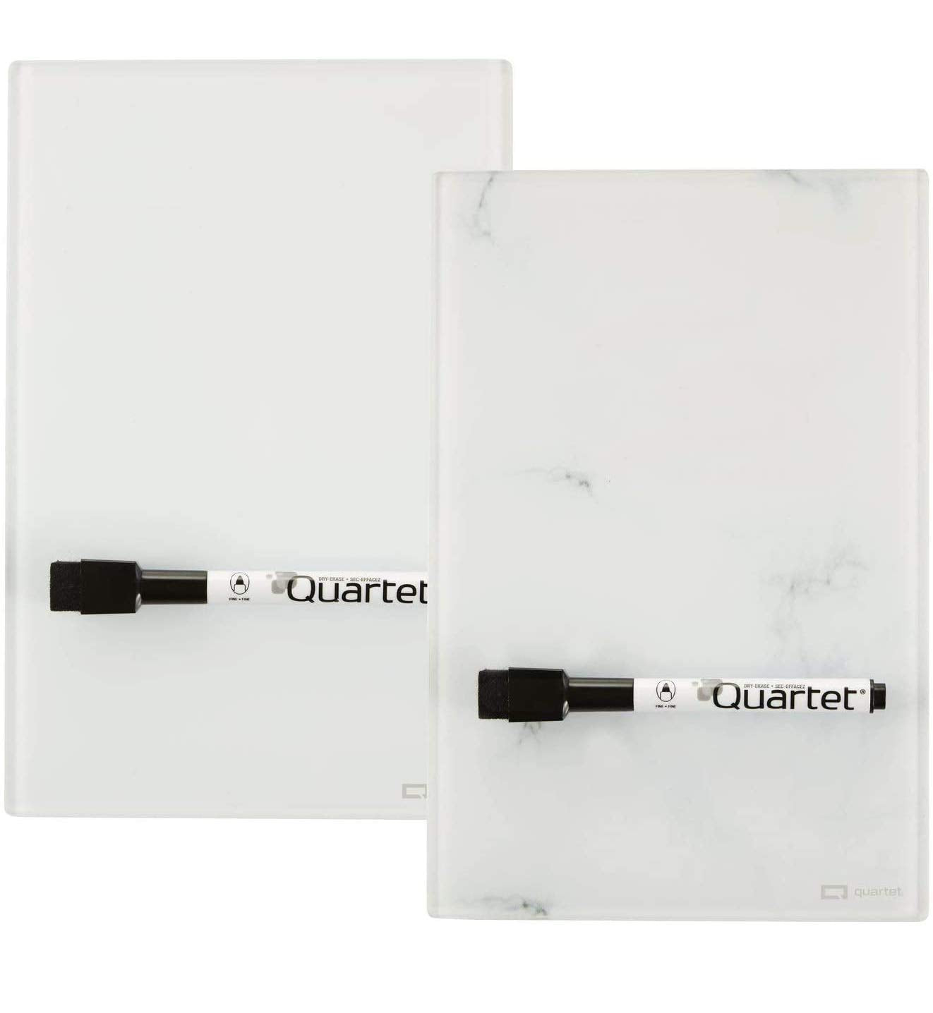 Quartet Glass Desktop Notepad, 9 x 6, Whiteboard, Dry Erase Surface, Marble/White,2 Pack (GDP96)