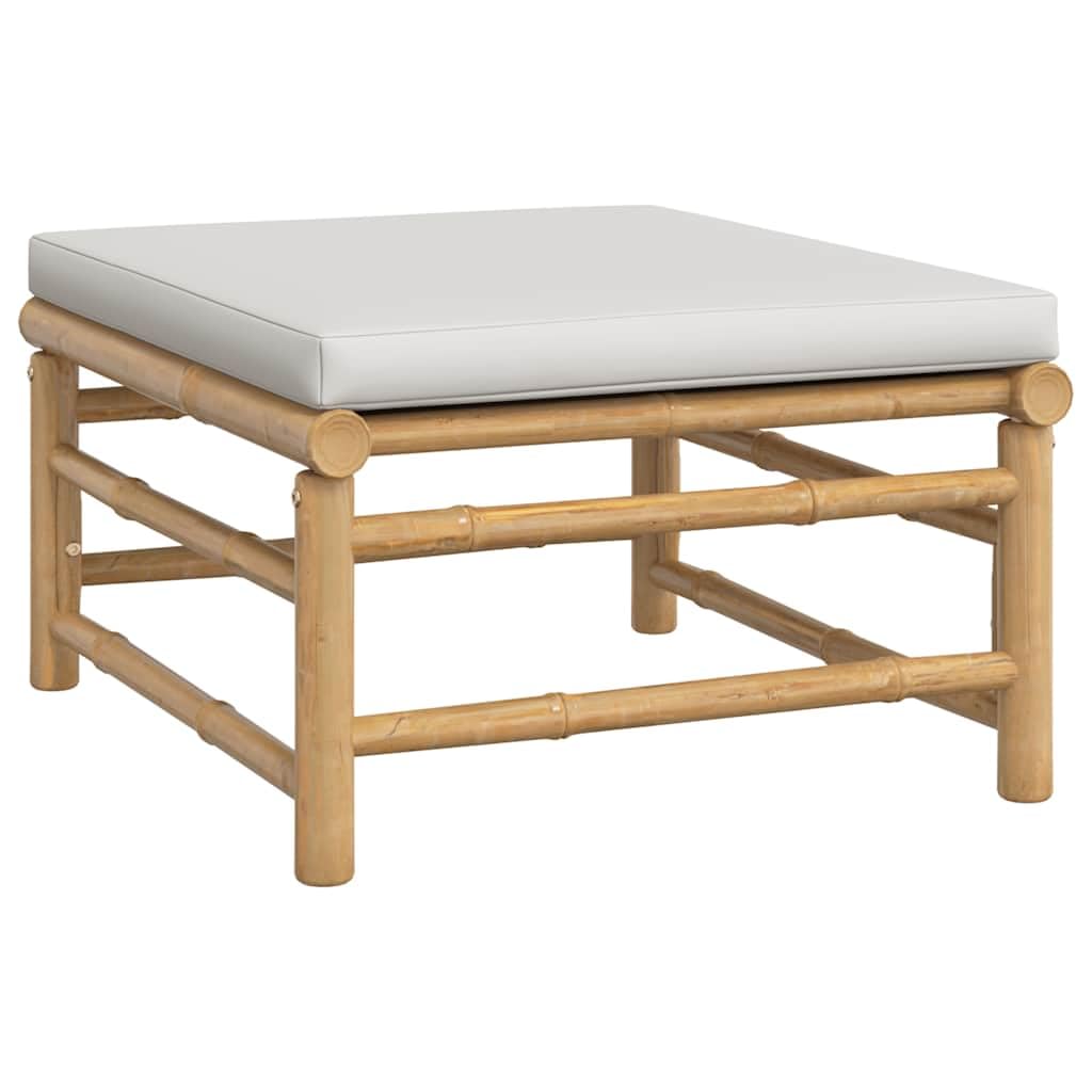vidaXL Durable Natural Finish Bamboo Patio Sofa with Light Gray Cushions - Comfortable Seating with Backrest, Easy Assembly, and