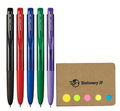 Signo Rt1 Retractable Gel Ink Pen, Micro Point 0.38Mm, Rubber Grip, 5 Color Ink, Sticky Notes Value Set