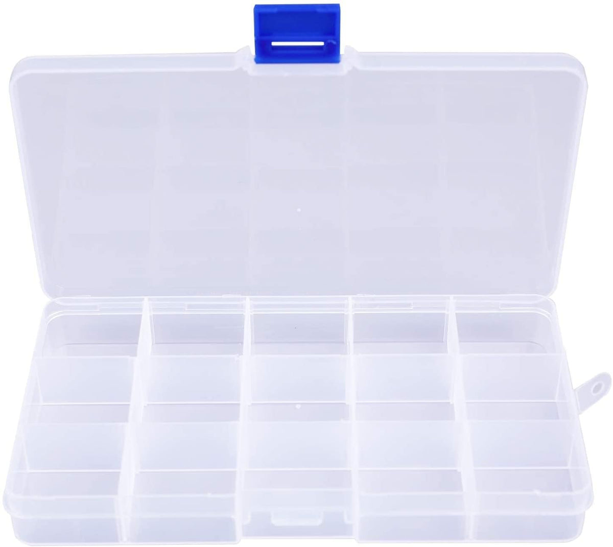 Lukzer 15 Grid Plastic Storage Organizer Box with Adjustable Dividers Compartment Container for Bead, Jewellery, Clear Transpare