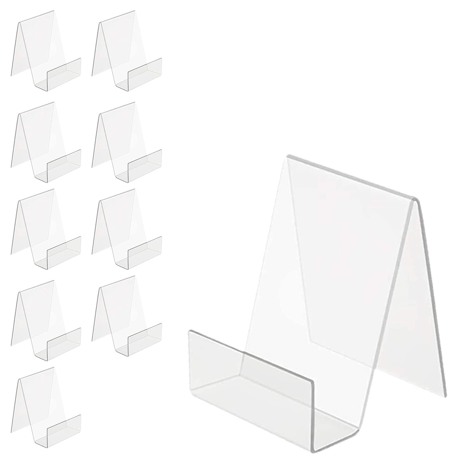 Boloyo Acrylic Book Stand with Ledge,10PC 4 Inch Clear Acrylic Display Easel Transparent Display Stand Holder Tablet Holder for 