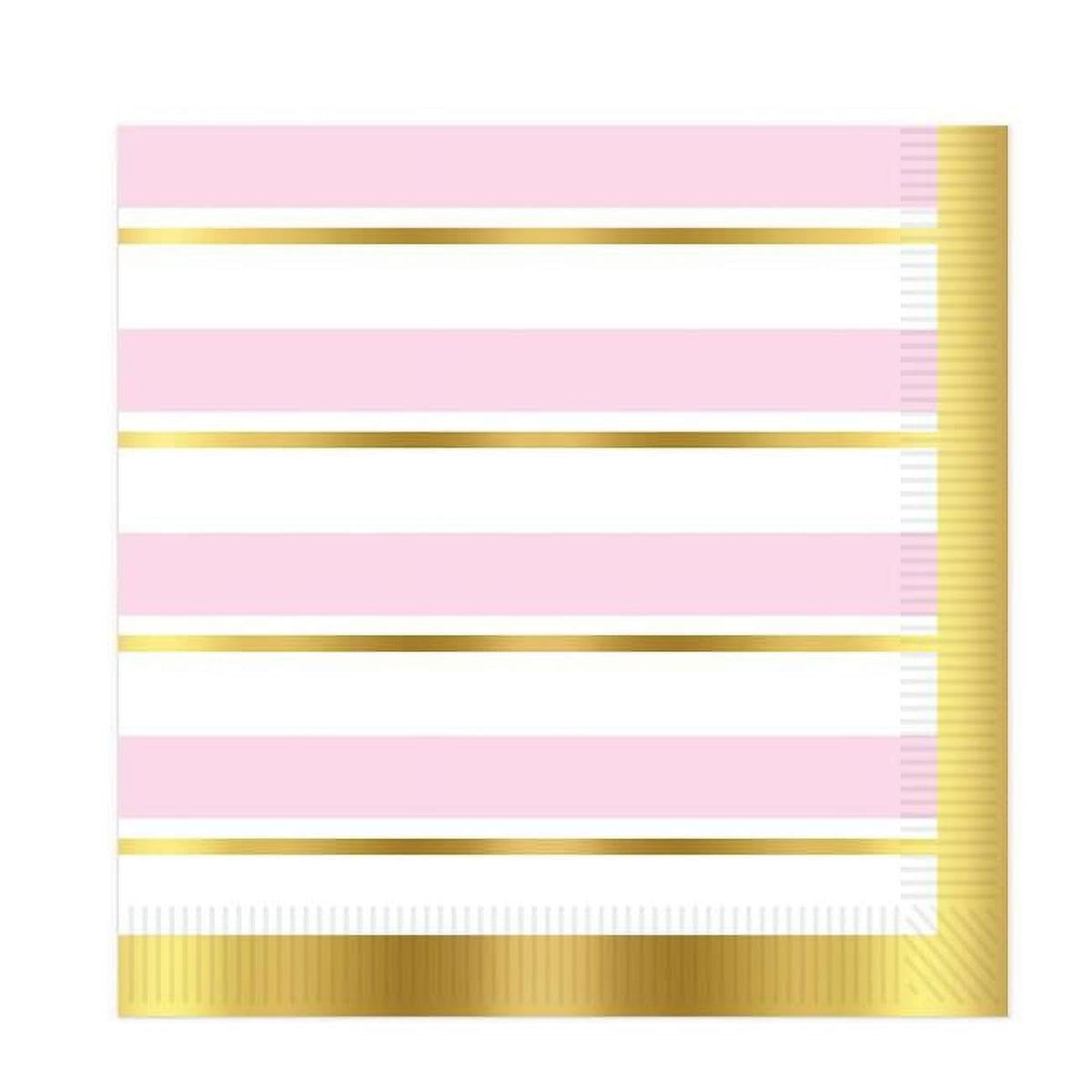 Pink And Gold Striped Luncheon Napkins