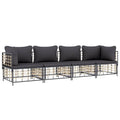 vidaXL 5-Piece Anthracite Patio Lounge Set with Poly Rattan Construction, Modular Sofas, and Dark Grey Cushions - Ideal for Gard