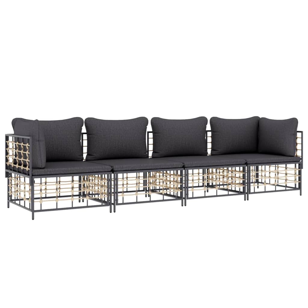 vidaXL 5-Piece Anthracite Patio Lounge Set with Poly Rattan Construction, Modular Sofas, and Dark Grey Cushions - Ideal for Gard